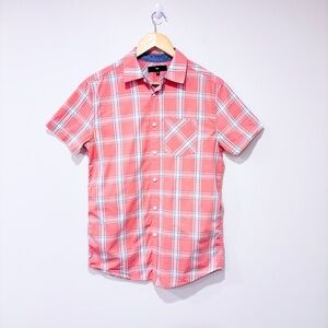 TAG Salmon plaid button down shirt